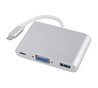 Adaptador USB-C a VGA 3 en 1 tipo C a VGA USB 3.0 + USB-C Multipuerto USB 3.0 Hub Tipo C hembra con cargador y conversor de vídeo