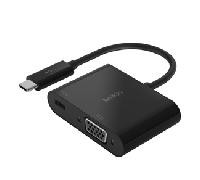 Convertidor USB-C Macho a VGA Hembra + Adaptador de Carga (Negro) - BELKIN