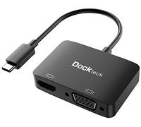 Adaptador USB C a VGA HDMI, Tipo C a HDMI VGA con 4K 60Hz HDMI y 1080P 60Hz VGA, Compatible con MacBook Pro, Huawei, DELL, Chromebook, Samsung y más Negro