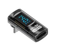 Adaptador USB C - Adaptador USB tipo C | Adaptador macho a hembra | Adaptador estéreo tipo C de pantalla digital de 140 W | Conector de monitoreo de carga de 40 Gbps, probador de medidor de