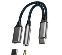 Adaptador USB C Auxiliar Adapter Jack Auriculares 3.5mm Tipo C Cargador(2en1)para iPhone 16 15 Compatible Con Samsung Android para Apple Headphone Microfono Dongle Conector Coche Audio Cable para iPad