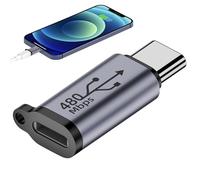 Adaptador USB C - Convertidor mini USB hembra, conector tipo C a mini conector con sincronización de alta velocidad, enchufe de transferencia de carcasa de metal compacto, ideal para tecnología en el