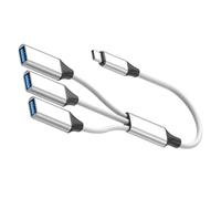 Adaptador USB C de 3 puertos, conecta teclados, carga de disco U, cable trenzado de transmisión rápida para PC, tablet, teléfono, cable de carga