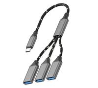 Adaptador USB C de 3 puertos, conecta teclados, carga de disco U, cable trenzado de transmisión rápida para PC, tablet, teléfono, cable de carga