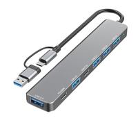 Adaptador USB C de 4/5/7/8 puertos USB 3.0 de 100 W, estación de acoplamiento de carga rápida, transferencia de datos para dispositivos móviles y computadoras, concentrador de transferencia de datos