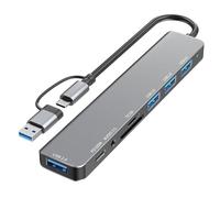 Adaptador USB C de 4/5/7/8 puertos USB 3.0 de 100 W, estación de acoplamiento de carga rápida, transferencia de datos para dispositivos móviles y computadoras, concentrador de transferencia de datos