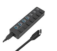 Adaptador USB C de 7 puertos multidivisor de 5 Gbps, transferencia de velocidad rápida con interruptores individuales para computadora de escritorio, portátil, adaptador USB C con interruptores