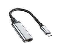 Adaptador USB C de aleación de aluminio, adaptador de transmisión de video, 4K a 30 Hz, función de reproducción para teléfonos, portátiles, múltiples dispositivos compatibles con dongle