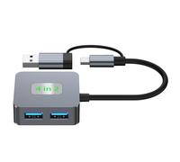 Adaptador USB C de aluminio, 10 Gbits/S, 4 en 1, adaptador USB 3.2 con 4 puertos C + USB Splitter Extender para PC portátil