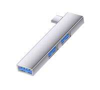 Adaptador USB C de aluminio de 5 Gbps, 3 puertos, concentradores de ahorro de espacio, conectores en ángulo recto, amplia compatibilidad para teléfono y PC