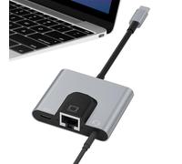 Adaptador USB C Ethernet | Cargador de cable de velocidad Gigabit, conector de audio de 3.5 mm para laptop, adaptador de red USB C compatible con llamadas de voz | para computadora, teléfono, viajes