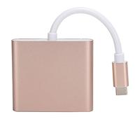 Adaptador USB C Hub 3 en 1, Base Convertidora USB 3.1 Tipo - C con Interfaz Multimedia de Alta Definición, Salida HDMI 4K para TV, Computadora, Proyector, Plug and Play, No (Oro Rosa)