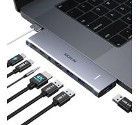 Adaptador USB C Hub para MacBook Pro/Air M1 M2 M3 2024 2023 13 15 16 pulgadas, Mac USB C adaptador 7 en 2, accesorios MacBook con HDMI, 100 W Thunderbolt 3 Puerto, 3 USB 3.0, USB C 3.0 y audio de 3,5