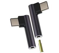 Adaptador USB C Jack 3,5 mm Aux Cable Audio Auriculares Divisor (2Pack) para Apple iPhone 15 iPad Type C Adapter compatible con Samsung Galaxy MacBook Accesorios Auriculares Tipo Cable Conector