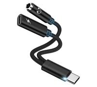Adaptador USB C jack y carga, 2 en 1 USB C a auriculares de 3,5 mm, adaptador de audio tipo C Aux, carga rápida para Samsung Galaxy S25/S24/S23/S22/A56/A16/A36/A55/A15/A54, iPhone 16/15, Google Pixel