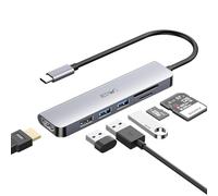 Adaptador USB C,JESWO 6 en 1 Hub USB C HDMI 4K, puertos USB 3.0, Lectura de tarjetas SD/TF, Adaptador Multipuerto Compatible con MacBook Pro/Air, Mac M1,iPad Pro, Dell XPS Dispositivos Tipo-C...