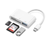 Adaptador USB C Lector de Tarjetas SD 3 en 1, Convertidor OTG Compatible con SD/Micro SD y Puerto USB A 3.0, para Viaje/Oficina/Hogar, Compatible con iPhone 17/16/15 Pro MAX, iPad Pro/Mini, MacBook