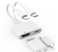 Adaptador USB C & Lightning a HDMI para iPhone, iPad, MacBook, [Apple MFi Certificado] 4K @60Hz UHD Digital AV Adaptador para TV/Monitor/Proyector, Plug & Play