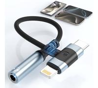 Adaptador USB C + Lightning a Jack 3.5mm DAC Chip Hi-Res Adaptador Auriculares Tipo C Light-ning Micrófono Aux Divisor de Auriculares Compatible con iPhone 16 15 14 13 Galaxy S25 S24 iPad Hua-wei