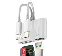 Adaptador USB C Lightning a lector de tarjetas SD Micro SD Card para Apple para iPhone 15 para iPad MacBook Pro compatible con Samsung Memoria USB 3.0 OTG Cámara Cámara Cámara Memory Reader Cable