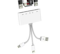 Adaptador USB C Lightning USB-A OTG (5 en 1) Lector de tarjetas SD Micro SD para IPhone16 15 Pro OTG 3.0 para iPad Llave externa de memoria Cámaras tipo C Carga rápida compatible con Samsung S24