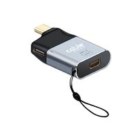 Adaptador USB C macho a Mini DisplayPort 1.4 8K @ 60Hz hembra + puerto USB C hembra 65W PD 3.0, convertidor MiniDP, aluminio compatible con Thunderbolt 3/4