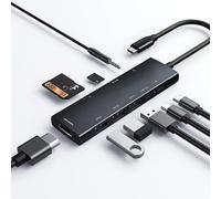 Adaptador USB C para iPad Pro 9 en 1 para iPad Pro M4 M2 M1 13 12.9 11 pulgadas iPad Air 5 4 estación de acoplamiento con HDMI 4K, USB-C PD, lector de tarjetas SD/TF, USB 3.0, conector de auriculares