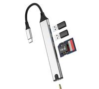 Adaptador USB C para iPhone 16 para iPad Pro (5 en 1) multipuerto SD, lector de tarjetas para laptop, estación de acoplamiento para Apple MacBook M4, compatible con Samsung Thunderbolt 3.0, accesorio