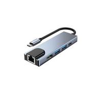 Adaptador usb-c para portÁtil con 2 x usb 3,0 , 1 x usbc pd100w, 1 x hdmi 4k , 1 x red lan rj45