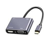 Adaptador USB C portátil USB C con 87 W 1080P USB 3.0 adaptador de puerto para tablet, teléfono y carcasa de aluminio