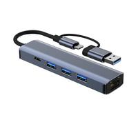 Adaptador USB C + USB 3.0, divisor tipo C, 100 mbps/1000 mbps, adaptador multipuerto Ethernet, expansor USB para PC y portátil