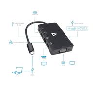 Adaptador USB-C V7 V7UC-U3CRJ45HDVG-BLK HDMI VGA Ethernet USB 3.2 Gen1 Negro