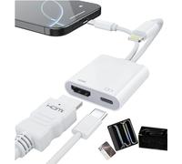 Adaptador USB-C y Lightning a HDMI para iPhone, iPad a TV [2025, certificado MFi], pantalla de sincronización 4K a 60 Hz, adaptador Apple Lightning a AV digital para MacBook, iPhone 16/15, iPad a TV