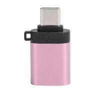 Adaptador USB con diseño de llavero, transferencia y sincronización de datos rápidas en un paquete portátil de aleación de aluminio plateado.