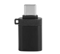 Adaptador USB con diseño de llavero, transferencia y sincronización de datos rápidas en un paquete portátil de aleación de aluminio plateado.