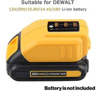 Adaptador USB DCB090 para todos los cargadores USB "Dewalt" para baterías de iones de litio de 10,8