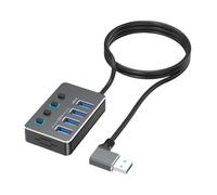 Adaptador USB de 4 puertos con interruptores LED independientes para cada puerto, incluyendo USB 3.0 a 5 Gbps y USB 2.0 para varios dispositivos, adaptador USB con botón de conmutación