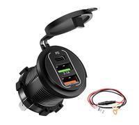 Adaptador USB de carga rápida de 4 puertos de 83 W con voltímetro para vehículos de 12 V-24 V, teléfono Pd USB rápido para conducir, viajes, carga de teléfono, compatible con Quick the Go Long Trip