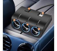 Adaptador USB de vehículo de 12 V con 3 salidas de carga diseñado para entrega continua de energía a teléfonos, tabletas y dispositivos electrónicos portátiles (negro)