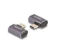 Adaptador USB Delock 40 Gbps USB Type-C™ PD 3.0 100 W - Enchufe a toma acodado izquierda / derecha 8K 60 Hz metal