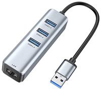 Adaptador USB Ethernet,ABLEWE Hub USB 3.0 con 3 Puertos USB 3.0 y1 Puerto LAN RJ45 1000M Gigabit para MacBook,Mac OS,iMac,Win,Chrome,Surface,XPS,etc.-Aluminio Plata