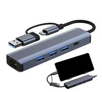 Adaptador USB Ethernet, adaptador Ethernet USB C | Adaptador para cable Ethernet con múltiples puertos Adaptador Ethernet para portátil - Práctico adaptador de Internet RJ45 Hub USB con Ethernet para
