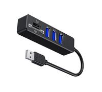 Adaptador USB expansor USB de 5 puertos con divisor USB 2.0 de 3 puertos, transferencia rápida de datos con ranuras para lector de tarjetas, ampliamente utilizado