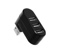 Adaptador USB Hub 3,0, Divisor de Lector de Disco U de Alta Velocidad con rotación de 180, 3 Puertos USB 2,0 for Ordenador, PC, portátil, Mac Mini, Accesorios(Black 2.0)