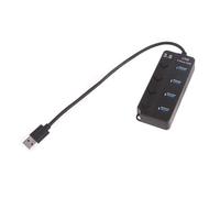 Adaptador USB Hub de 4 puertos 3.0 de alta velocidad divisor de cable conector convertidor con interruptores para ordenador portátil de cuero negro