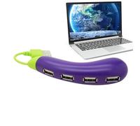 Adaptador USB Hub: Material ABS, Diseño De Berenjena, 4 Puertos, Compacto | Distribuidor USB Portátil con Rendimiento Estable, Multiport Explore For Entertainment Travel Office