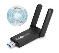 Adaptador USB inalámbrico de Tarjeta de Red ASHATA, Antena Dual USB 3.0 Adaptador inalámbrico WiFi Tarjeta de Red 1200Mbps con Disco, Adaptador USB WiFi con Velocidad inalámbrica: hasta 300mb