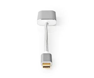 Adaptador USB Nedis | USB 3.2 Gen 1 | Conector USB-C™ | Toma DisplayPort | Alimentación | 0,20 m | redondo | dorado | trenzado / nylon | plateado | embalaje con ventana