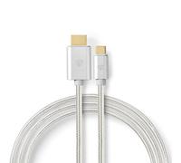 Adaptador USB Nedis | USB 3.2 Gen 1 | Enchufe USB-C™ | HDMI™ | 18 Gbps | 2,00 m | redondo | chapado en oro | trenzado / nailon | aluminio | embalaje con ventana