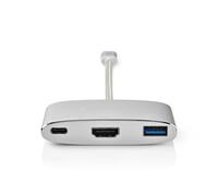 Adaptador USB Nedis | USB 3.2 Gen 1 | Enchufe USB-C™ | HDMI™ toma USB-A / toma USB-C™ | 5 Gbps | 0,20 m | redondo | chapado en oro | trenzado / nylon | plata | embalaje con ventana